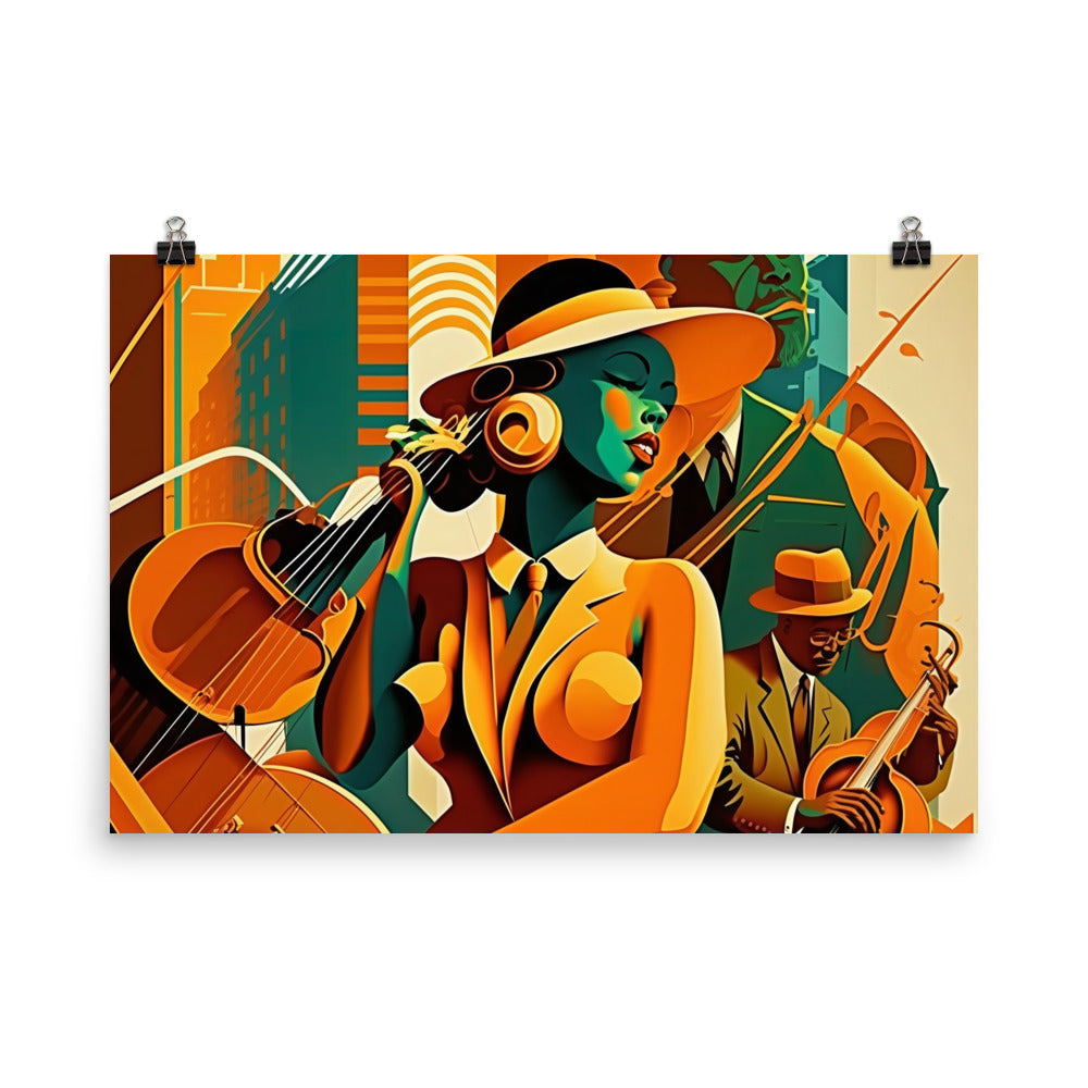 Jazz band in Art Deco era photo paper poster - Posterfy.AI