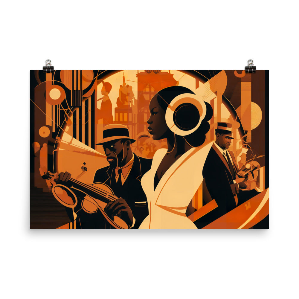 Jazz band in Art Deco era photo paper poster - Posterfy.AI