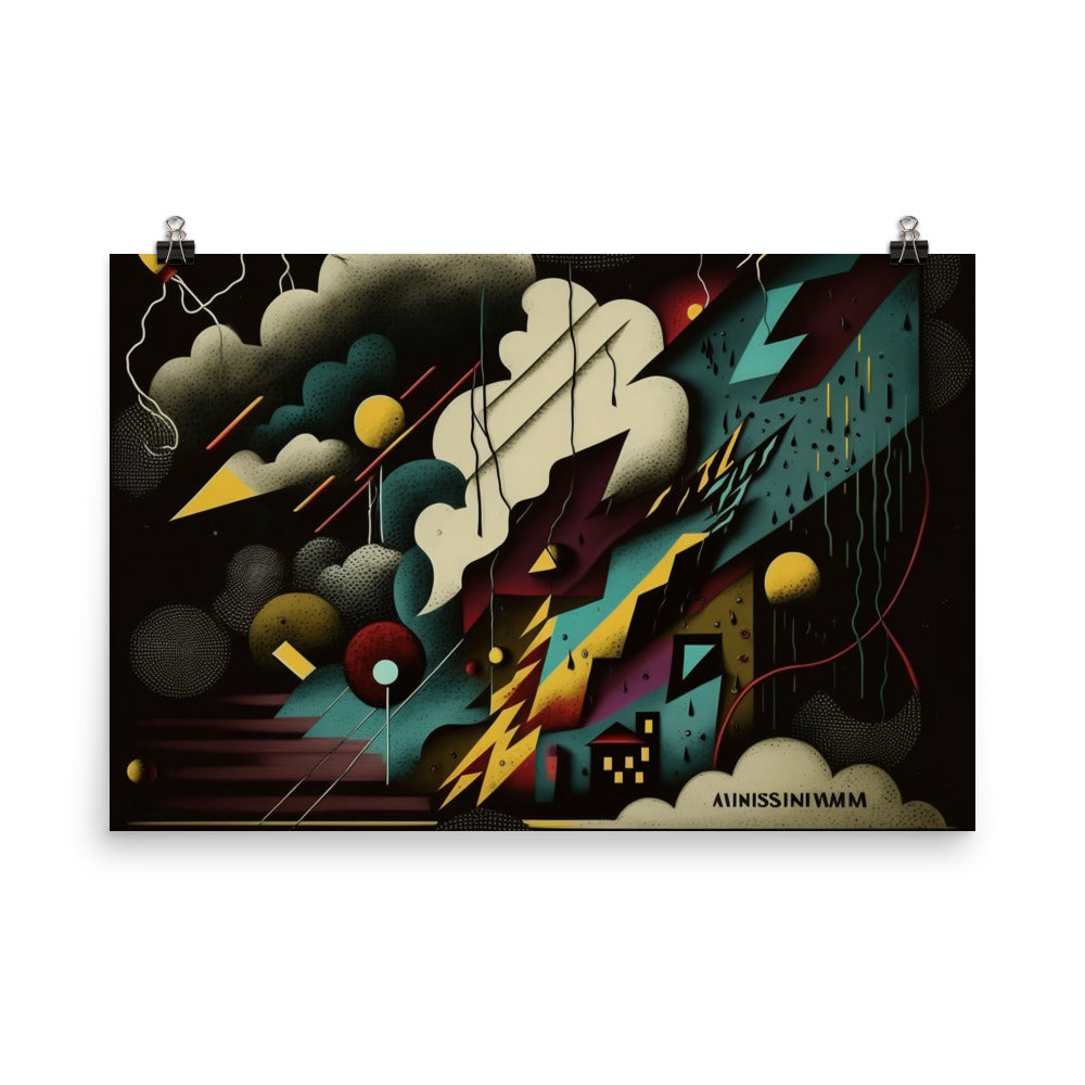 Thunderstorm in abstract colourful style photo paper poster - Posterfy.AI