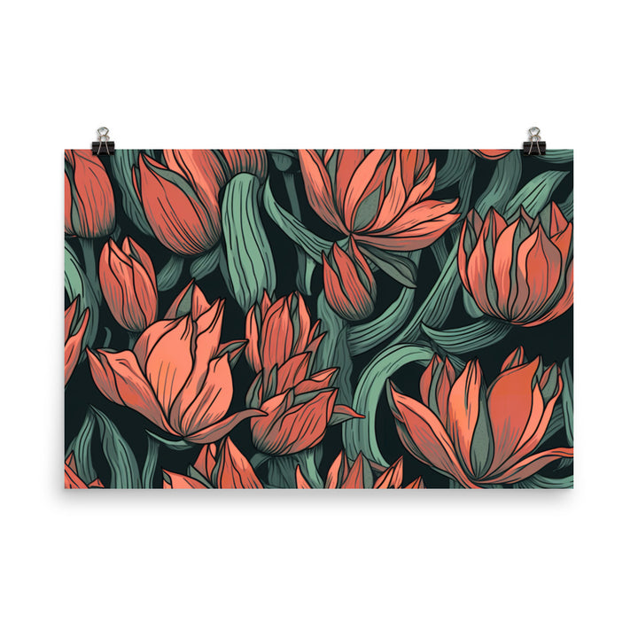Tulip Pattern photo paper poster - Posterfy.AI