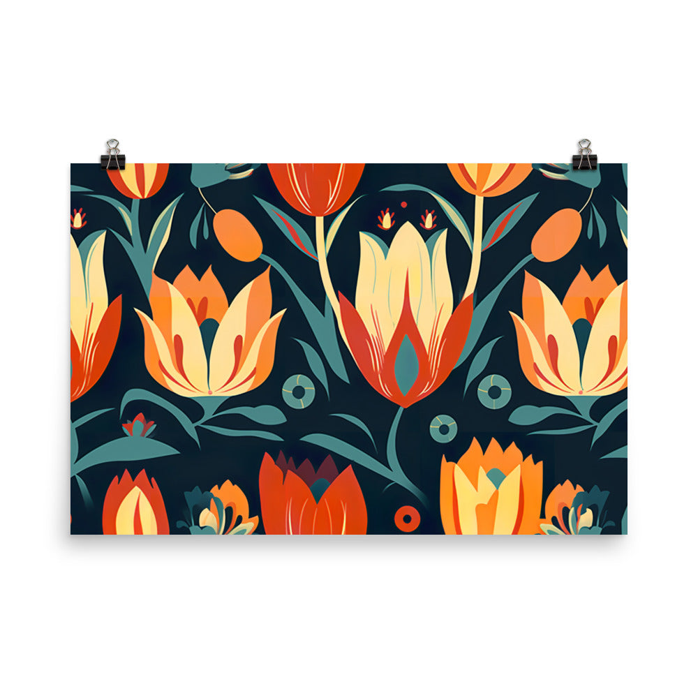 Tulip Pattern photo paper poster - Posterfy.AI