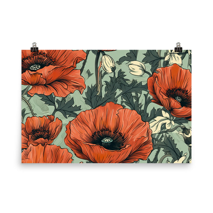 Poppy Pattern photo paper poster - Posterfy.AI