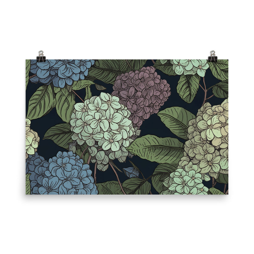 Hydrangea Pattern photo paper poster - Posterfy.AI