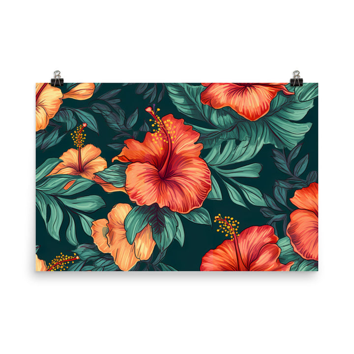 Hibiscus Pattern photo paper poster - Posterfy.AI