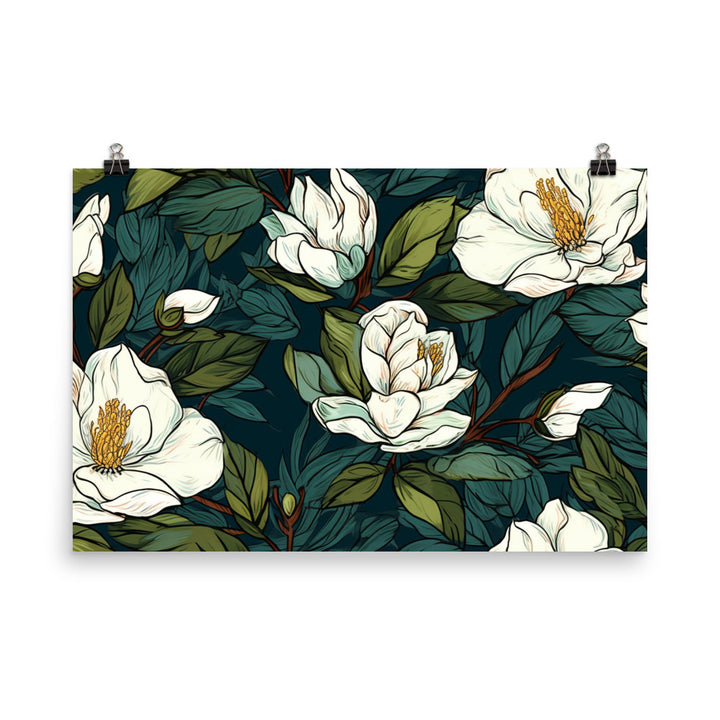 Gardenia Pattern photo paper poster - Posterfy.AI