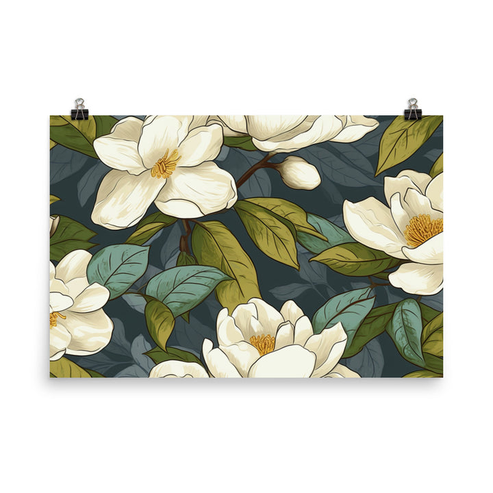 Gardenia Pattern photo paper poster - Posterfy.AI