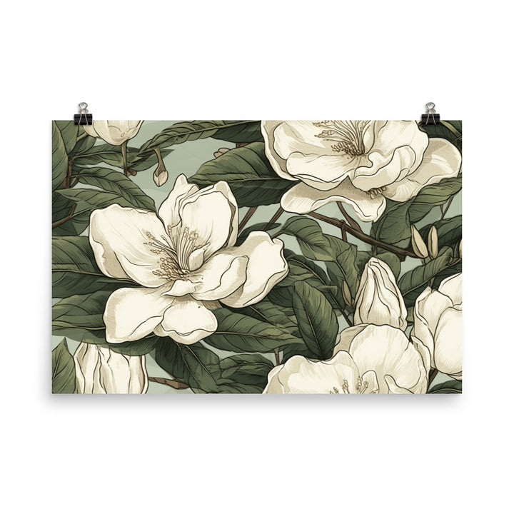 Gardenia Pattern photo paper poster - Posterfy.AI