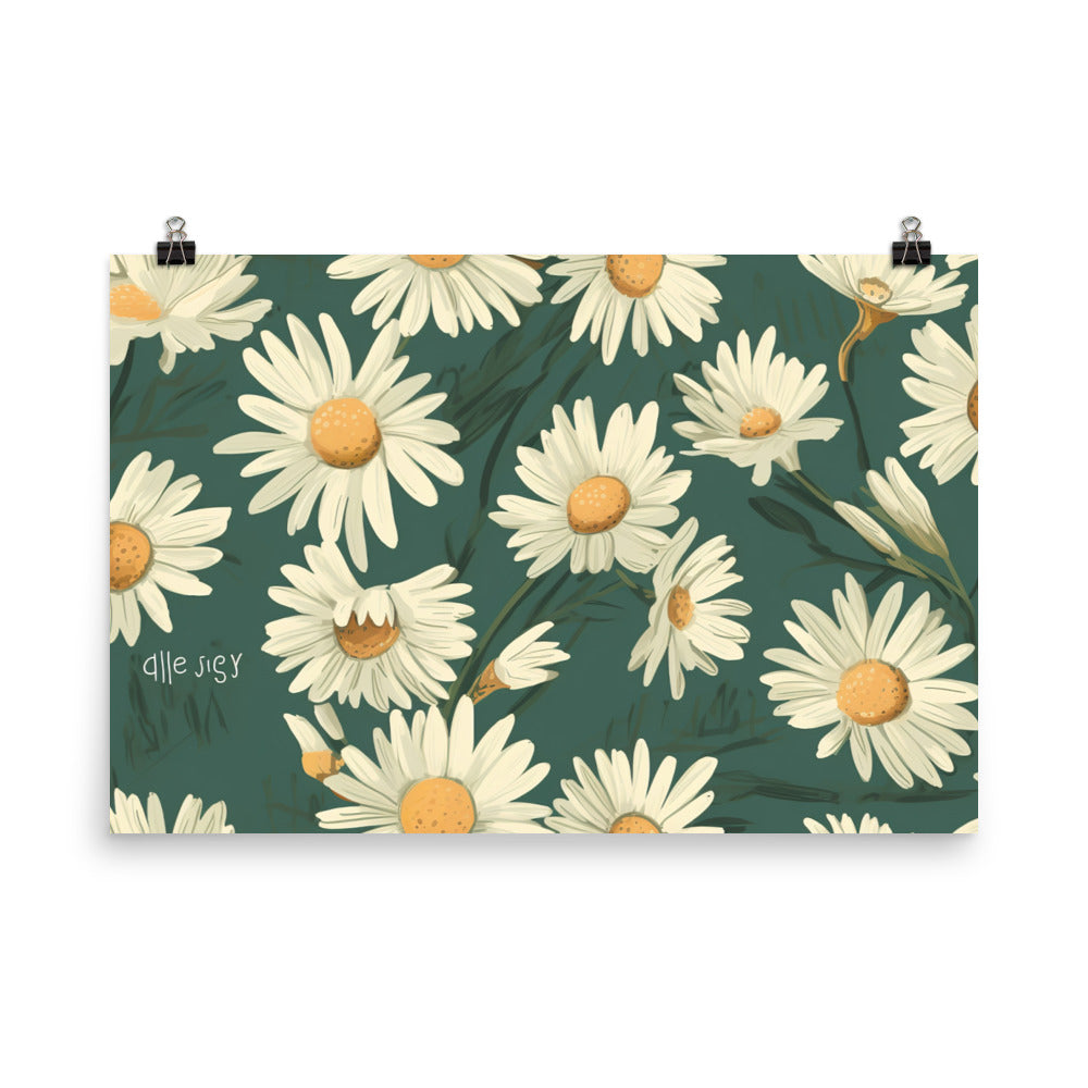 Daisy Pattern photo paper poster - Posterfy.AI