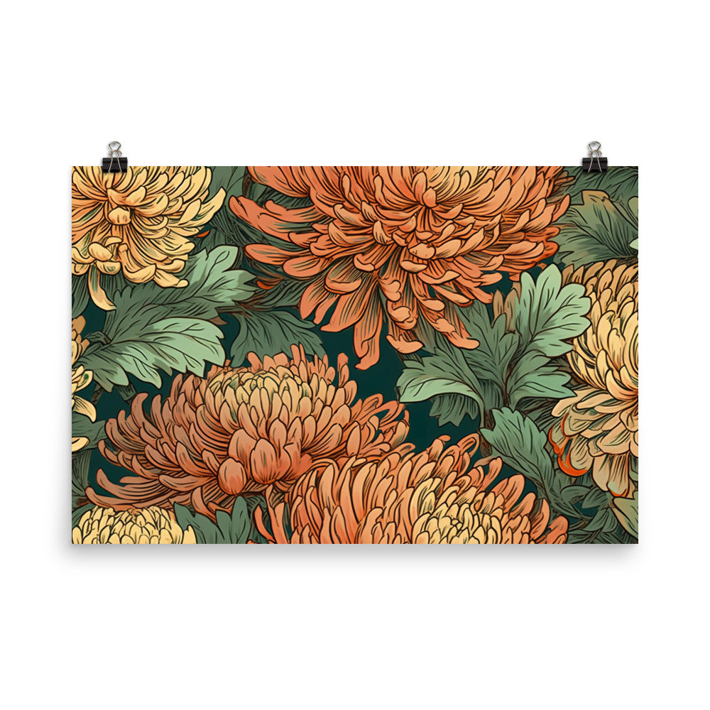 Chrysanthemum Pattern photo paper poster - Posterfy.AI