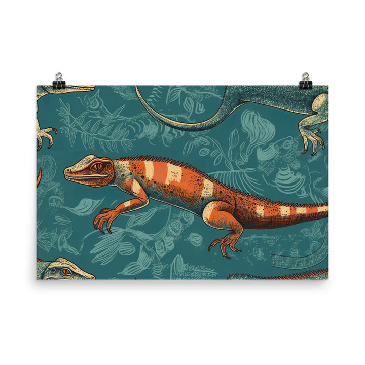 Lizard basks Pattern photo paper poster - Posterfy.AI