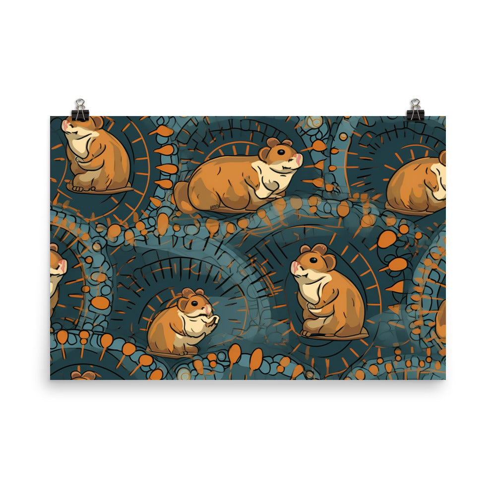 Hamster wheels Pattern photo paper poster - Posterfy.AI