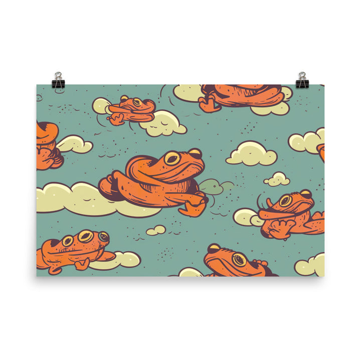 Frog jumps Pattern photo paper poster - Posterfy.AI