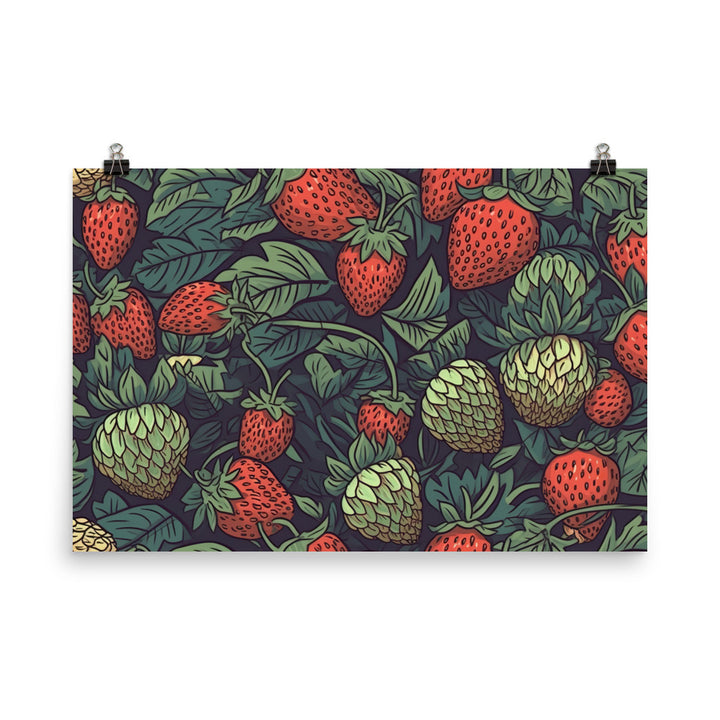 Strawberries Pattern photo paper poster - Posterfy.AI