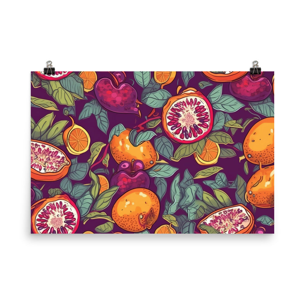 Passionfruit Pattern photo paper poster - Posterfy.AI