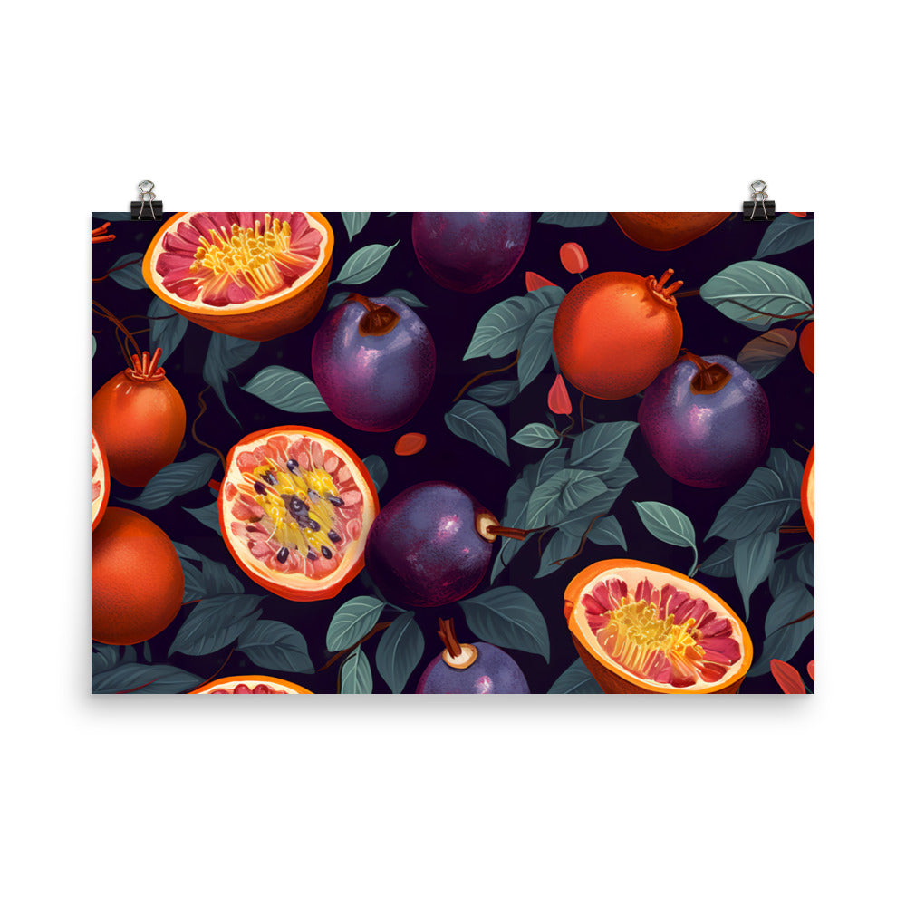 Passionfruit Pattern photo paper poster - Posterfy.AI