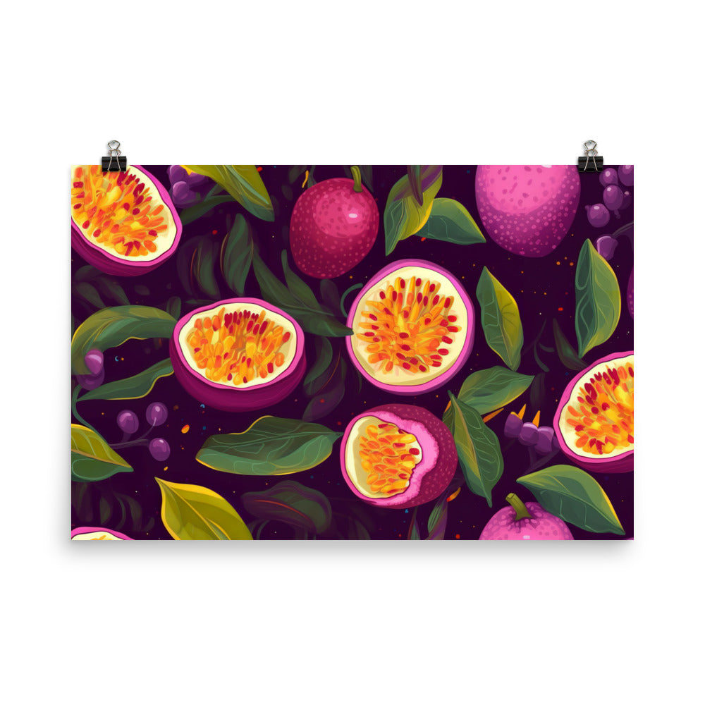 Passionfruit Pattern photo paper poster - Posterfy.AI