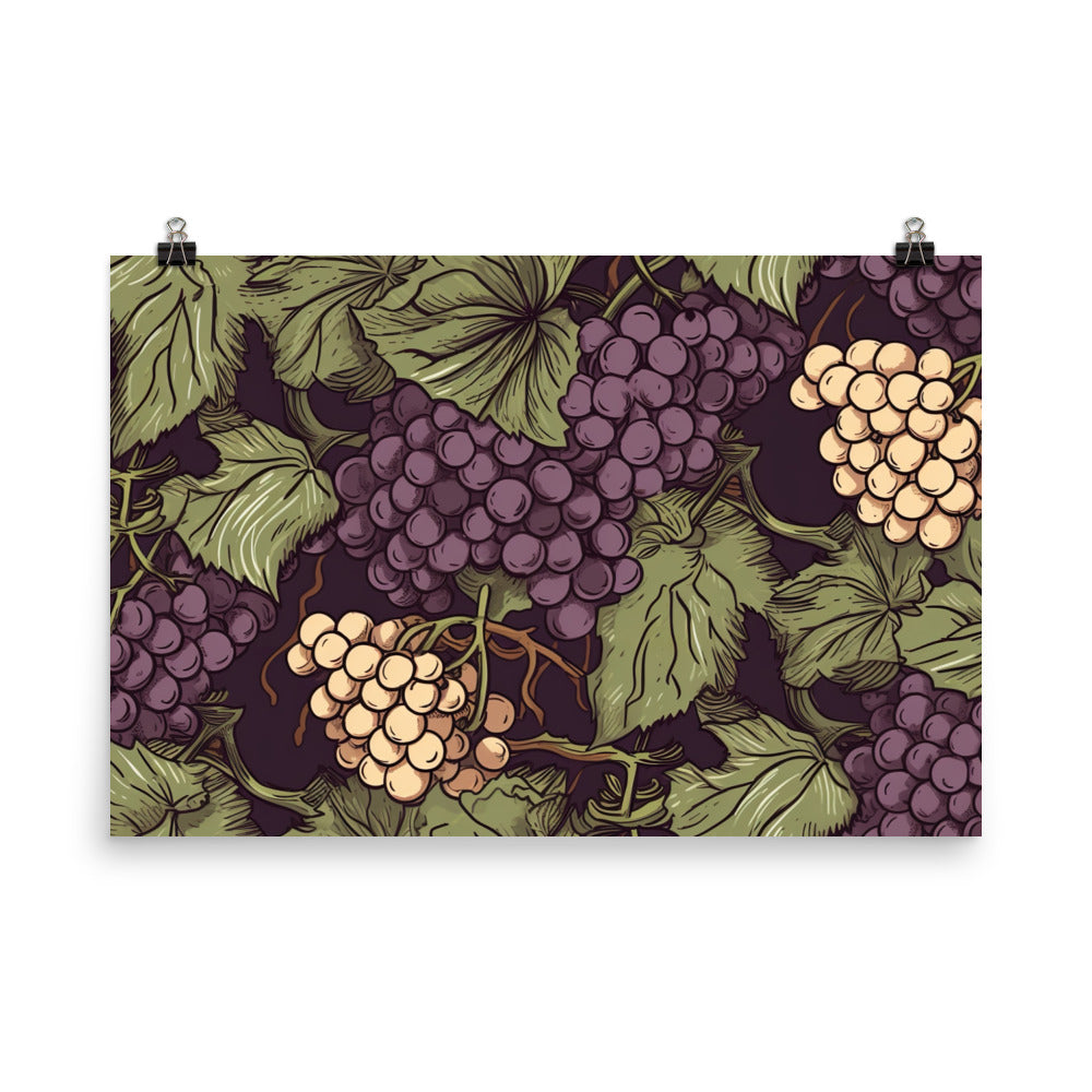 Grapes Pattern photo paper poster - Posterfy.AI