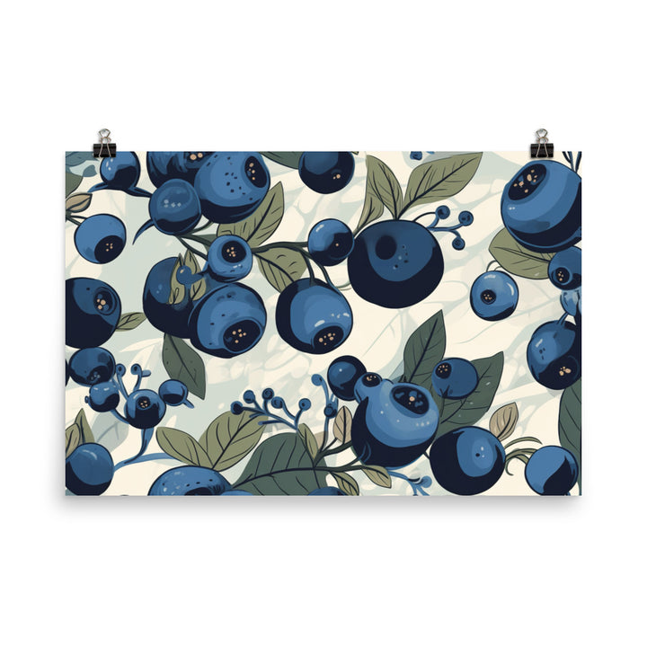 Blueberries Pattern photo paper poster - Posterfy.AI