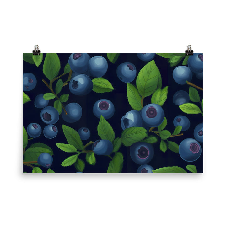 Blueberries Pattern photo paper poster - Posterfy.AI