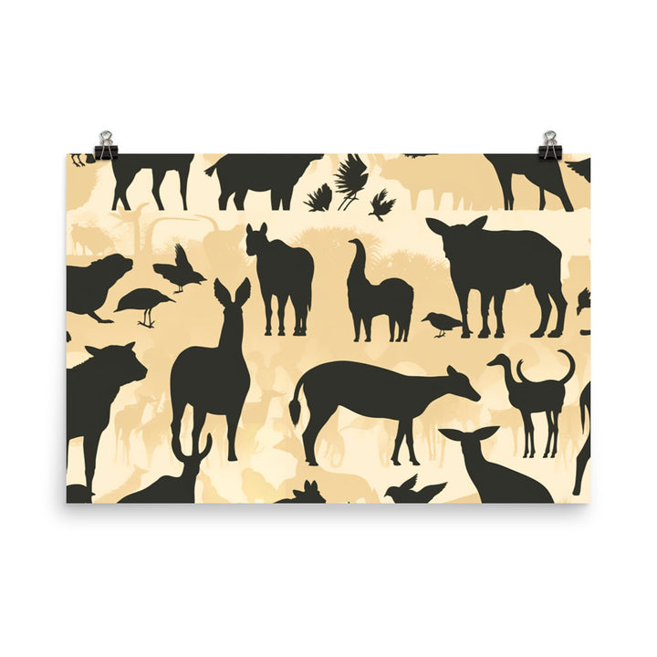 Animal Silhouettes Pattern photo paper poster - Posterfy.AI