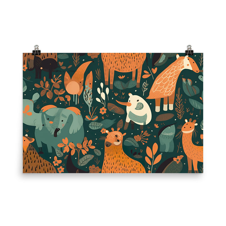 Zoo Animals Pattern photo paper poster - Posterfy.AI