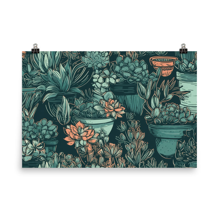 Succulents Pattern photo paper poster - Posterfy.AI