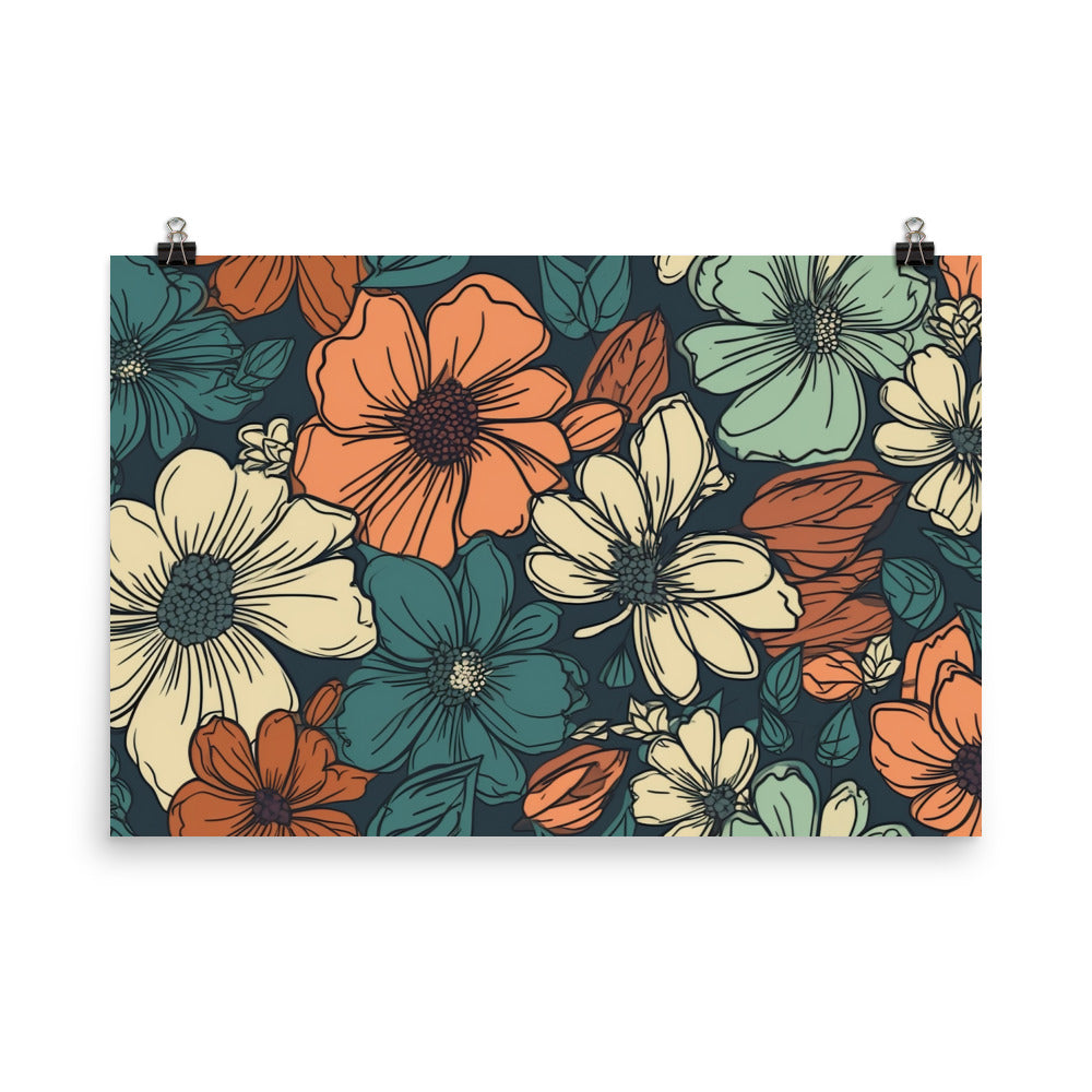 Flowers Pattern photo paper poster - Posterfy.AI