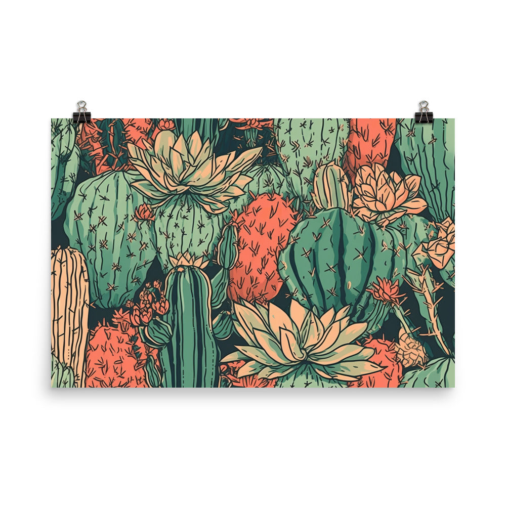 Cacti Pattern photo paper poster - Posterfy.AI