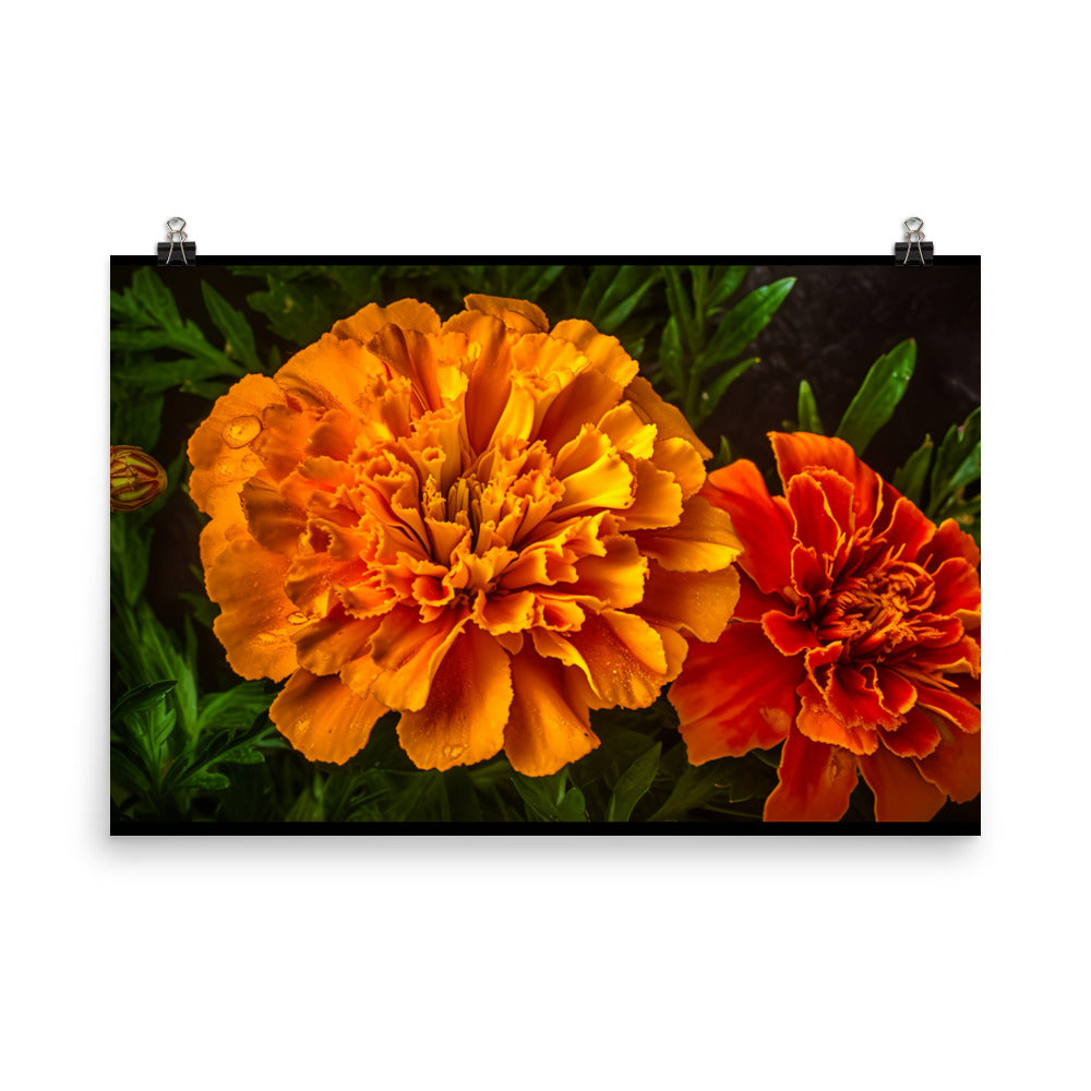 The Alluring World of Marigolds photo paper poster - Posterfy.AI