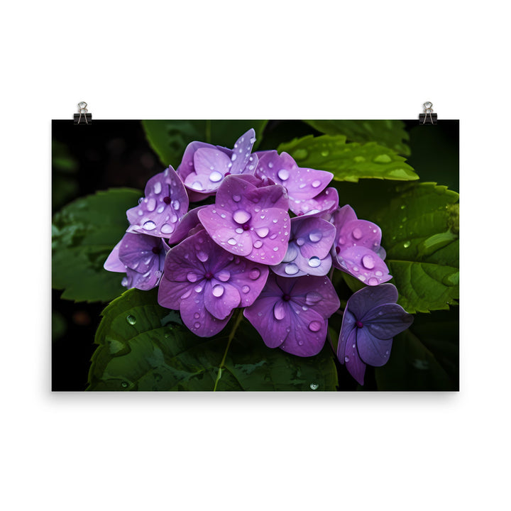 Hydrangea in the Rain photo paper poster - Posterfy.AI