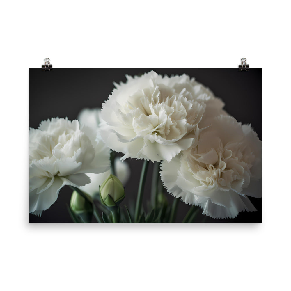 Elegant White Carnations photo paper poster - Posterfy.AI