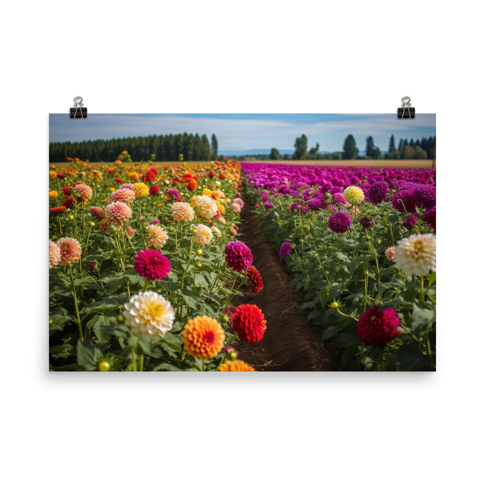 Dahlia Field in Bloom photo paper poster - Posterfy.AI