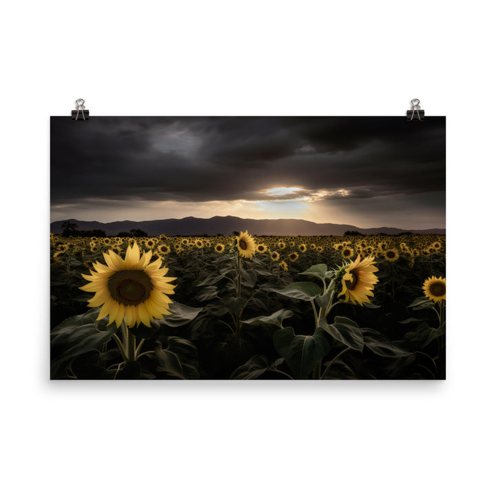 Dramatic Sunflower Landscape photo paper poster - Posterfy.AI