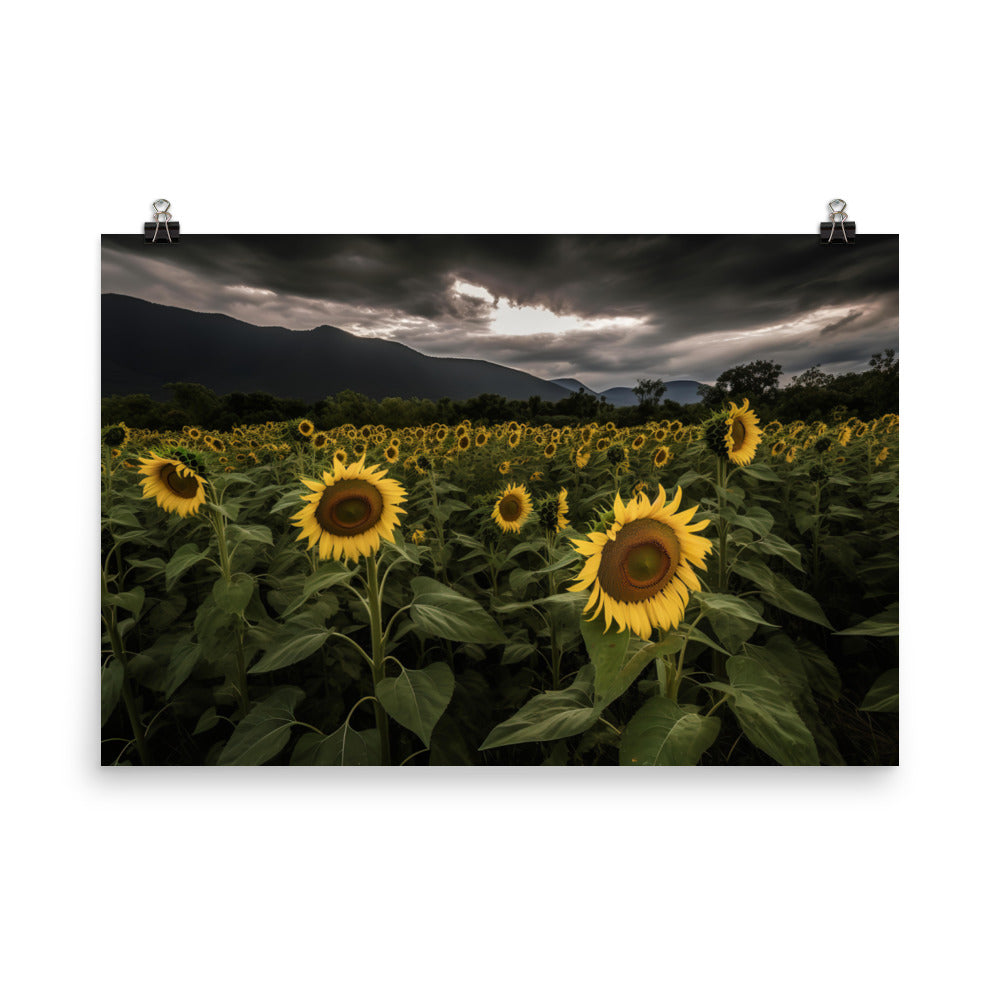 Dramatic Sunflower Landscape photo paper poster - Posterfy.AI