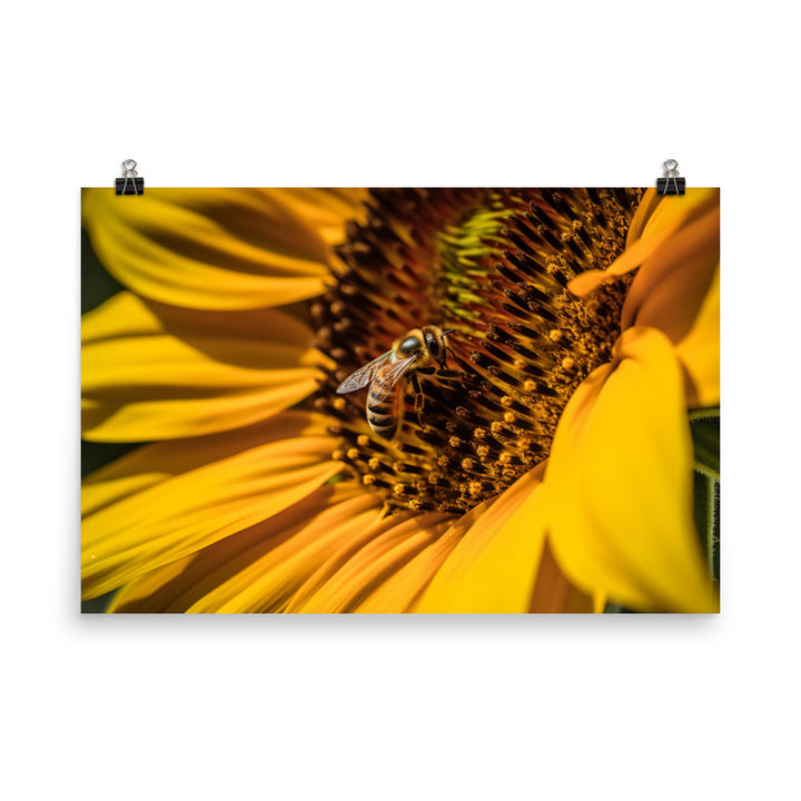 Bee Among Sunflowers photo paper poster - Posterfy.AI