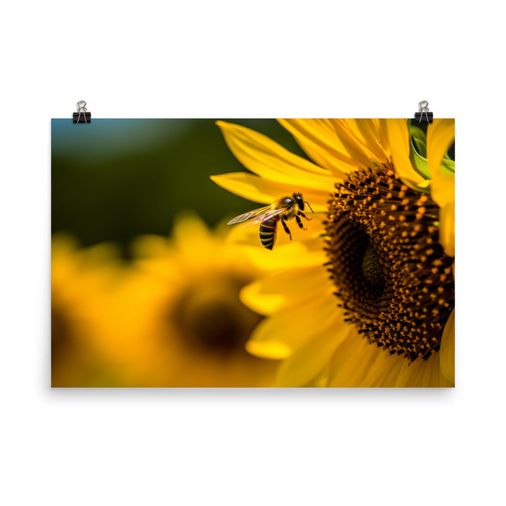 Bee Among Sunflowers photo paper poster - Posterfy.AI