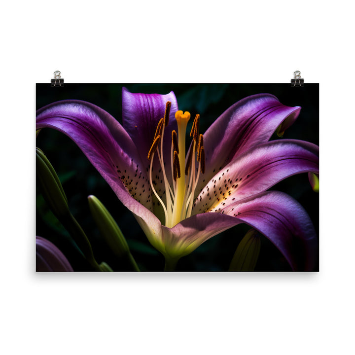 Purple Lily at Dawn photo paper poster - Posterfy.AI