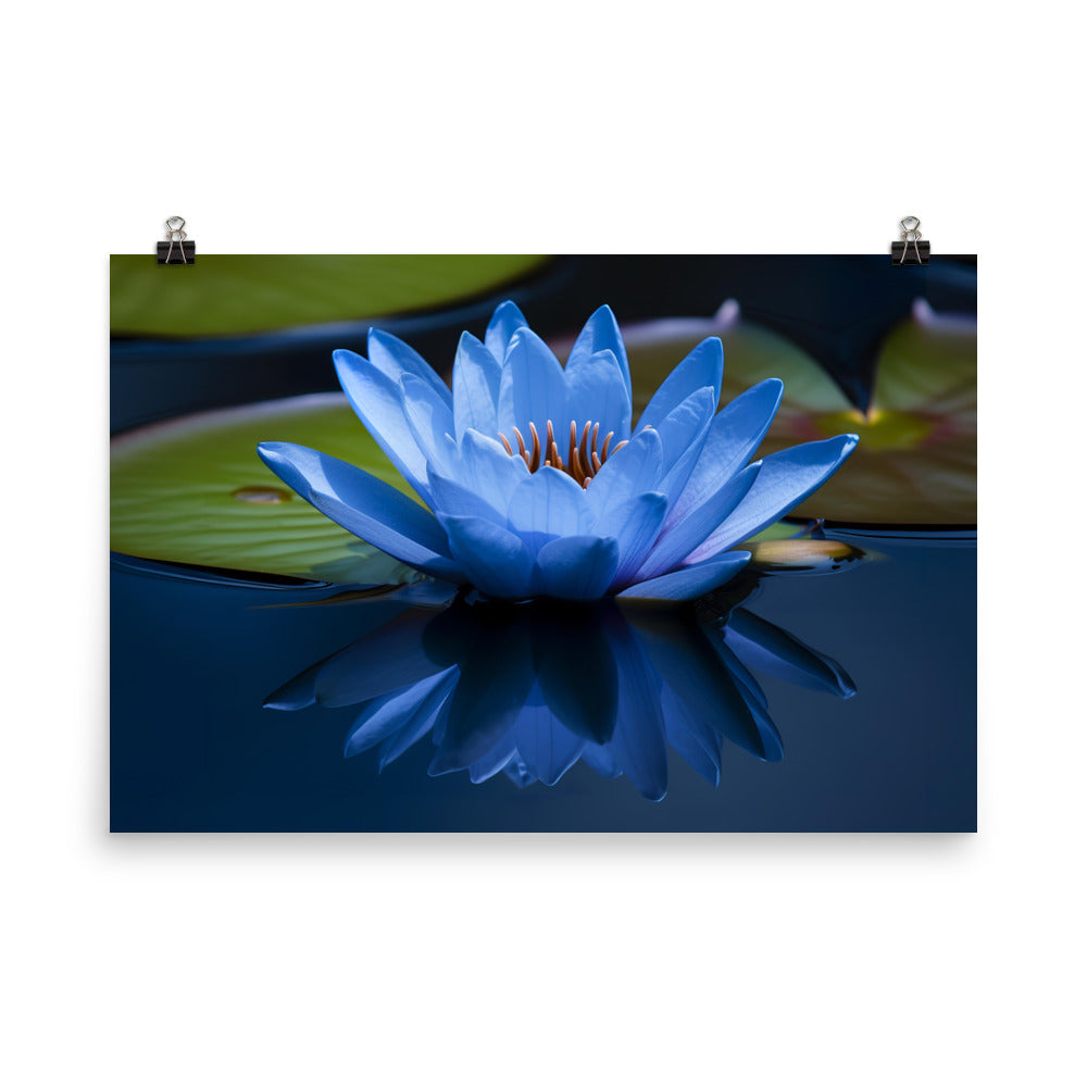 Blue Lily in the Pond photo paper poster - Posterfy.AI