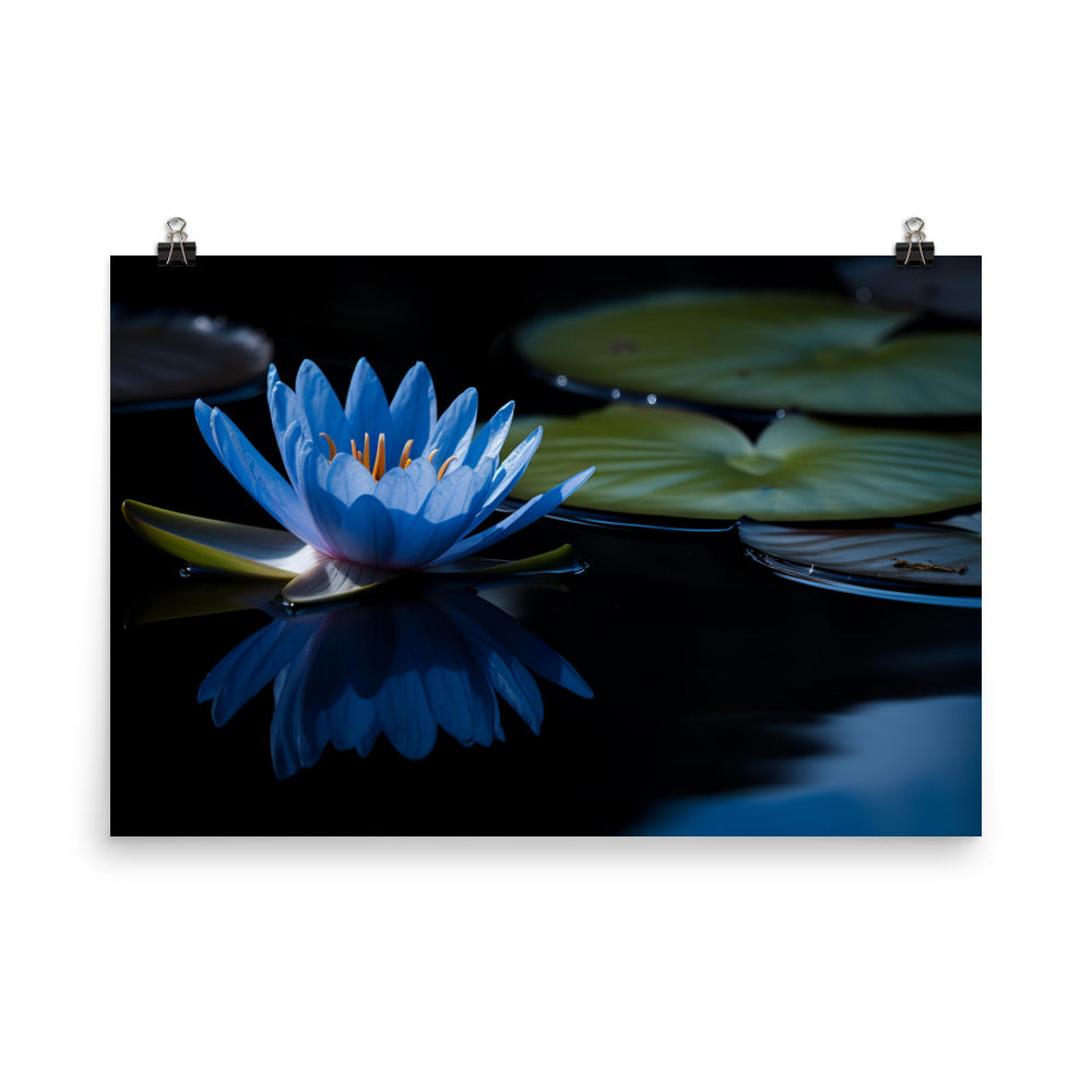 Blue Lily in the Pond photo paper poster - Posterfy.AI