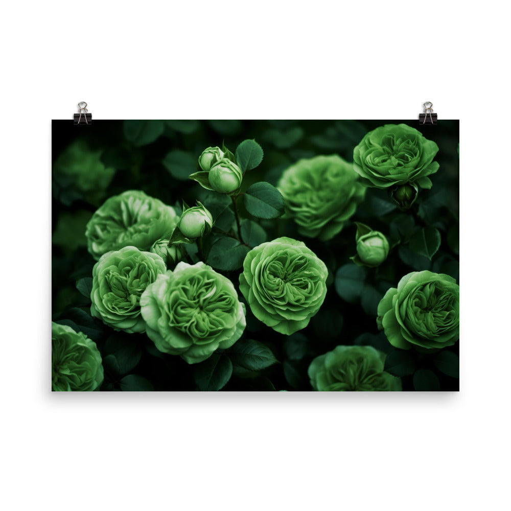 Refreshing Green Roses photo paper poster - Posterfy.AI