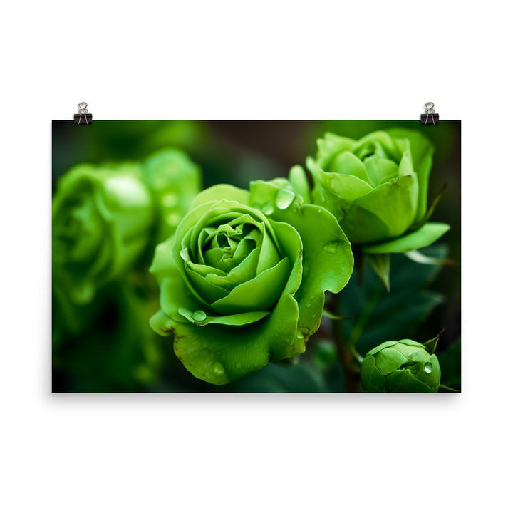 Refreshing Green Roses photo paper poster - Posterfy.AI