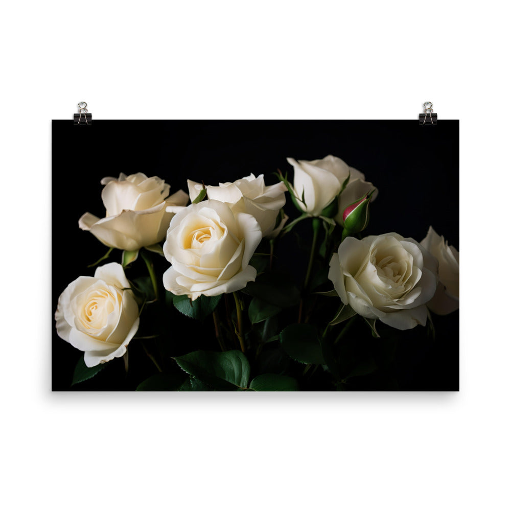 Classic White Roses photo paper poster - Posterfy.AI