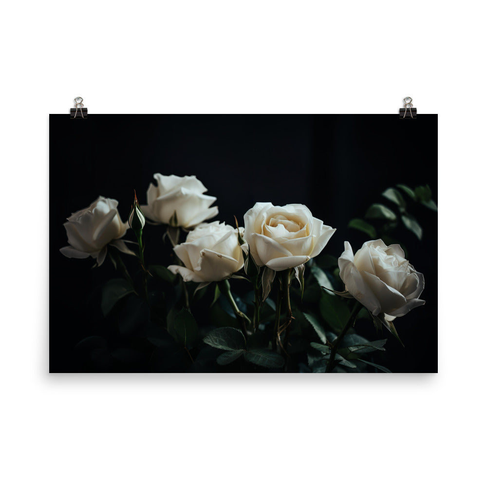 Classic White Roses photo paper poster - Posterfy.AI