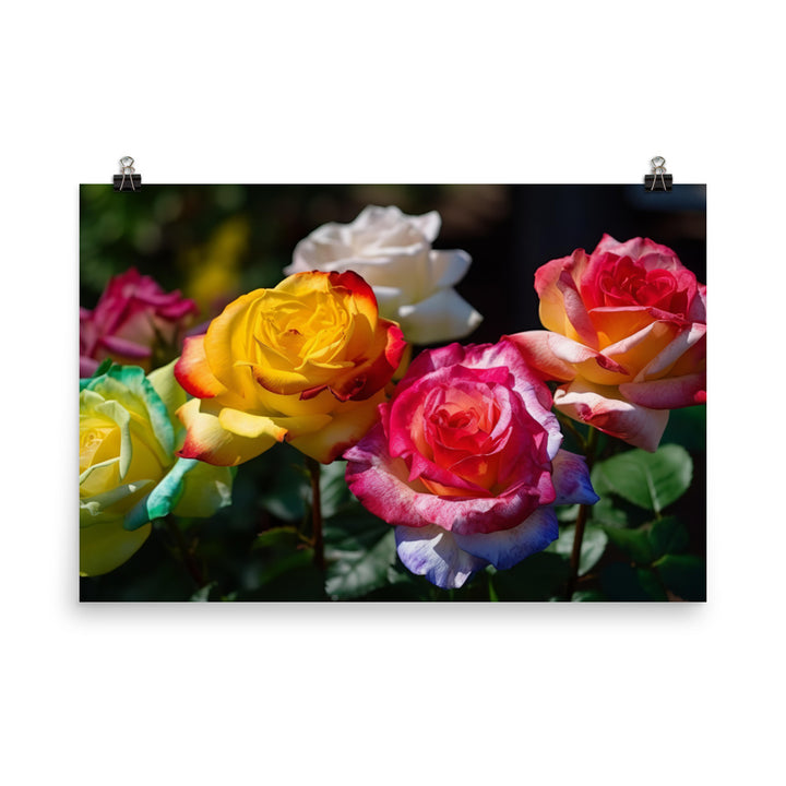 Bright Multi Colored Roses photo paper poster - Posterfy.AI