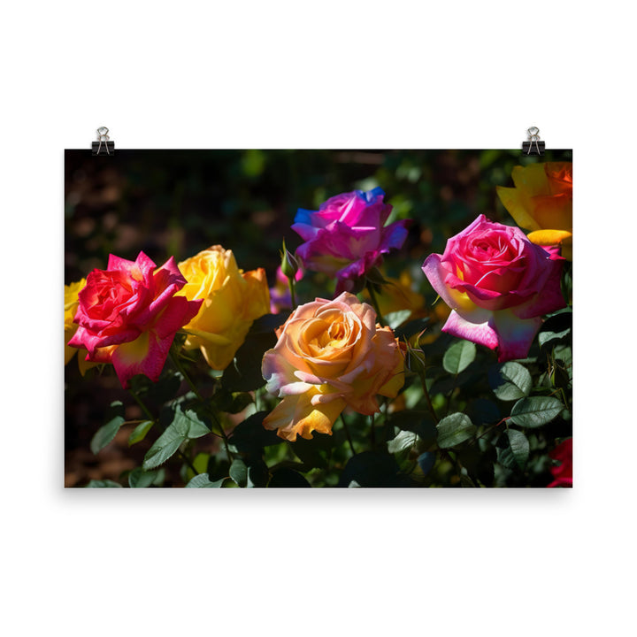 Bright Multi Colored Roses photo paper poster - Posterfy.AI