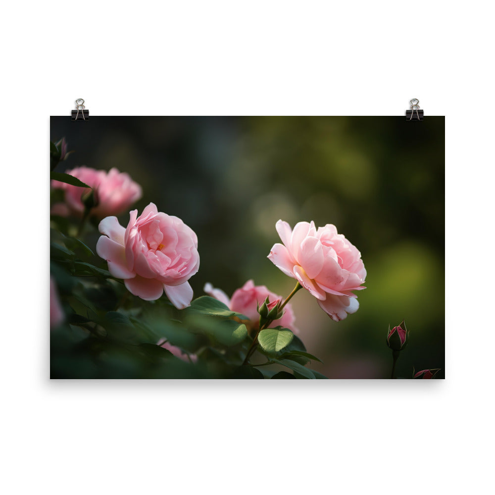 Blushing Pink Roses photo paper poster - Posterfy.AI