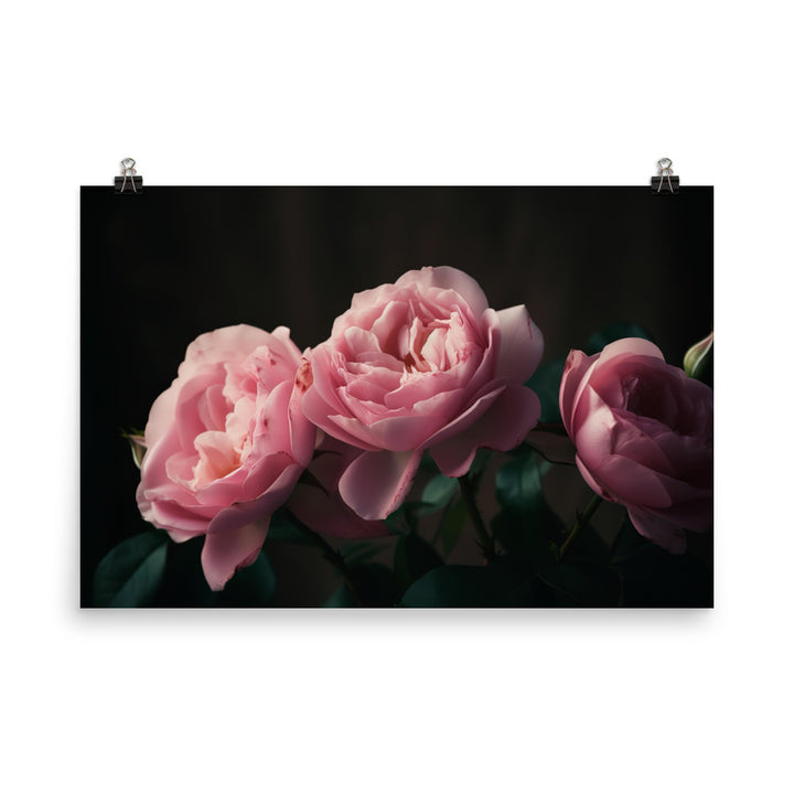 Blushing Pink Roses photo paper poster - Posterfy.AI