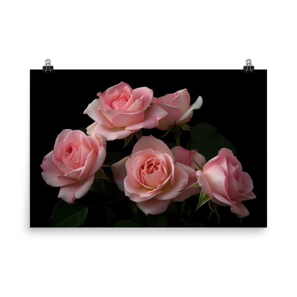 Blushing Pink Roses photo paper poster - Posterfy.AI