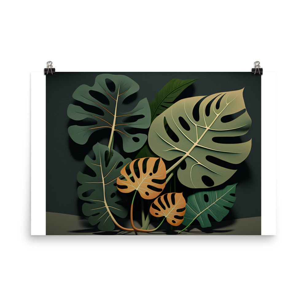 Monstera leaves in vibrant colors photo paper poster - Posterfy.AI