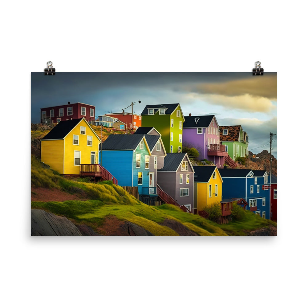 Colorful houses photo paper poster - Posterfy.AI